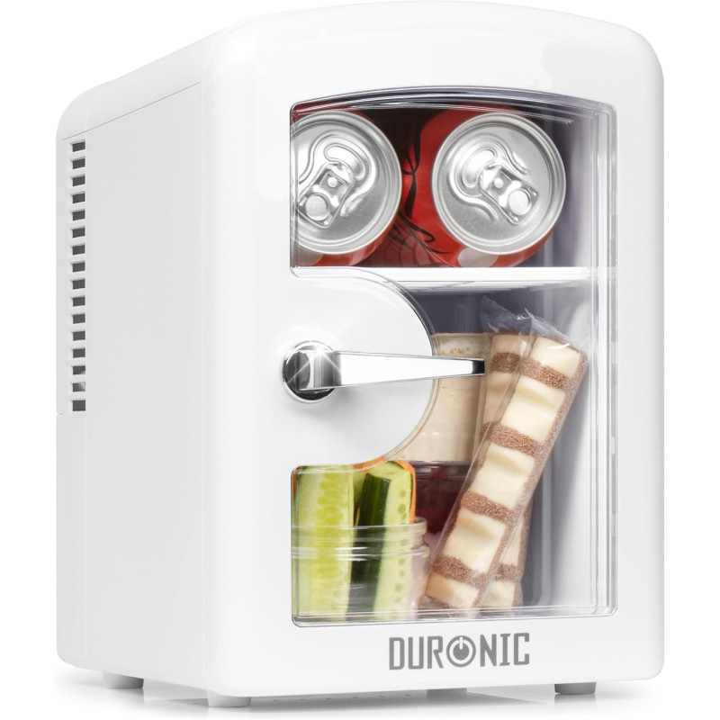 Duronic MFW4 WE Mini réfrigérateur 42W 4 litres Jusqu’à 6 cannettes Congélateur pour snacks boisson lait maternel cosmétique méd