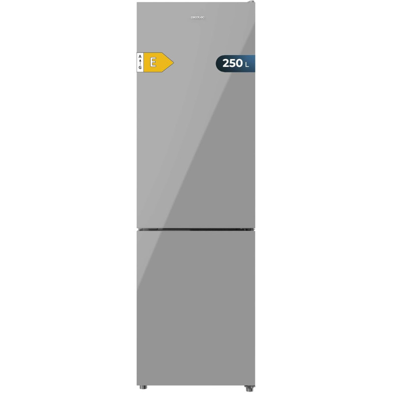Cecotec réfrigérateur combiné bolero coolmarket combi 250 gris glass e. réfrigérateur verre gris, 250l, total no frost, classe e