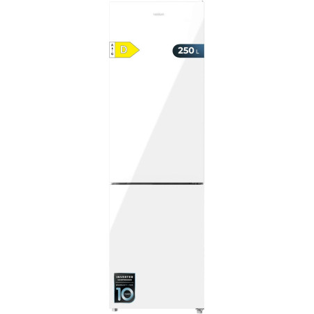Cecotec réfrigérateur combiné bolero coolmarket combi 250 blanc glass d. réfrigérateur verre blanc, 250l, inverter plus, total n