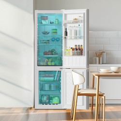 Cecotec réfrigérateur combiné bolero coolmarket combi 250 blanc glass d. réfrigérateur verre blanc, 250l, inverter plus, total n