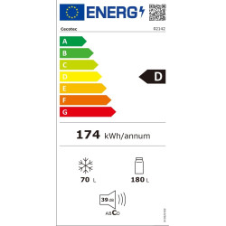 Cecotec réfrigérateur combiné bolero coolmarket combi 250 blanc glass d. réfrigérateur verre blanc, 250l, inverter plus, total n
