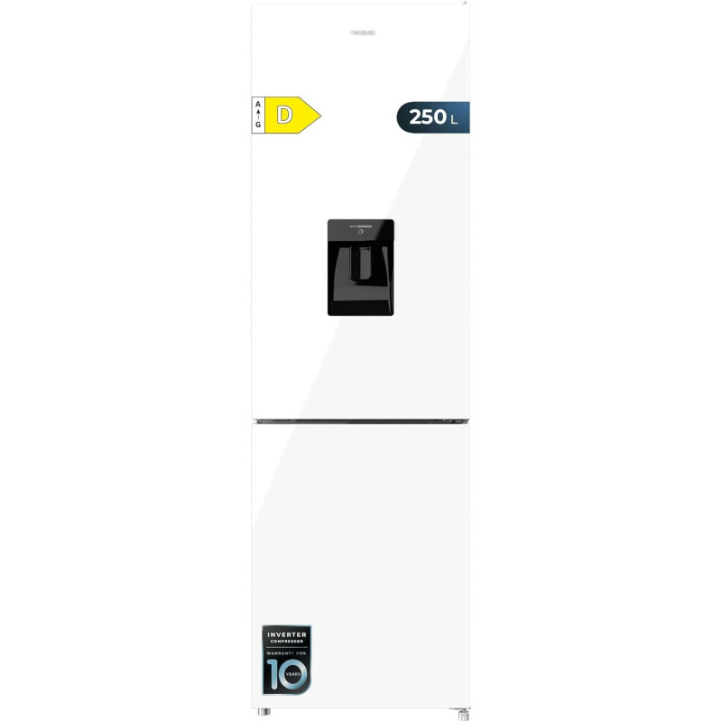 Cecotec réfrigérateur combiné bolero coolmarket combi 250 wd blanc glass d. inverter plus, no frost, multi airflow. distributeur