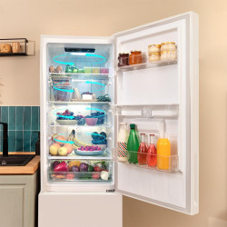 Cecotec réfrigérateur combiné bolero coolmarket combi 250 wd blanc glass d. inverter plus, no frost, multi airflow. distributeur