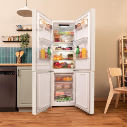 Cecotec réfrigérateur combiné bolero coolmarket combi 250 wd blanc glass d. inverter plus, no frost, multi airflow. distributeur