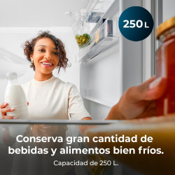Cecotec réfrigérateur combiné bolero coolmarket combi 250 gris glass d. capacité de 250 l, total no frost, compresseur inverter 