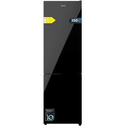 Cecotec réfrigérateur combiné bolero coolmarket 250l noir glass d. frigorifique classe d, inverter plus, no frost, multi airflow