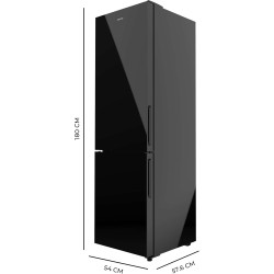 Cecotec réfrigérateur combiné bolero coolmarket 250l noir glass d. frigorifique classe d, inverter plus, no frost, multi airflow