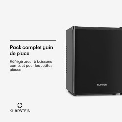 KLARSTEIN Petit Frigo de Chambre de 23L pour Snacks et Boissons, Top Silencieux, Mini Bar, avec Étagères Réglables Camping, Cosm