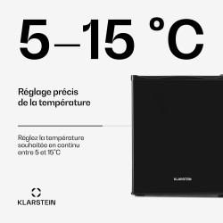KLARSTEIN Petit Frigo de Chambre de 23L pour Snacks et Boissons, Top Silencieux, Mini Bar, avec Étagères Réglables Camping, Cosm