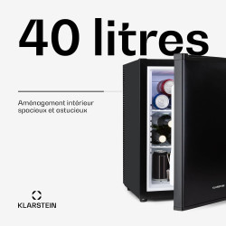 KLARSTEIN Happy Hour Mini Frigo Silencieux de Chambre/Cosmetique Ultra Compact, Mini Bar, Refrigerateur Aliments, Boissons, Etag