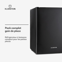 KLARSTEIN Happy Hour Mini Frigo Silencieux de Chambre/Cosmetique Ultra Compact, Mini Bar, Refrigerateur Aliments, Boissons, Etag