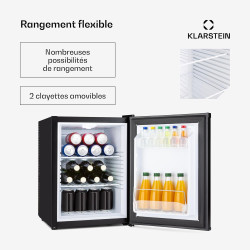 KLARSTEIN Happy Hour Mini Frigo Silencieux de Chambre/Cosmetique Ultra Compact, Mini Bar, Refrigerateur Aliments, Boissons, Etag
