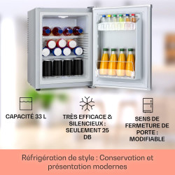 KLARSTEIN Mini Frigo de Chambre de 33L pour Snacks et Boissons, Top Silencieux, Bar, Petit Réfrigérateur Camping, Pour Cosmetiqu