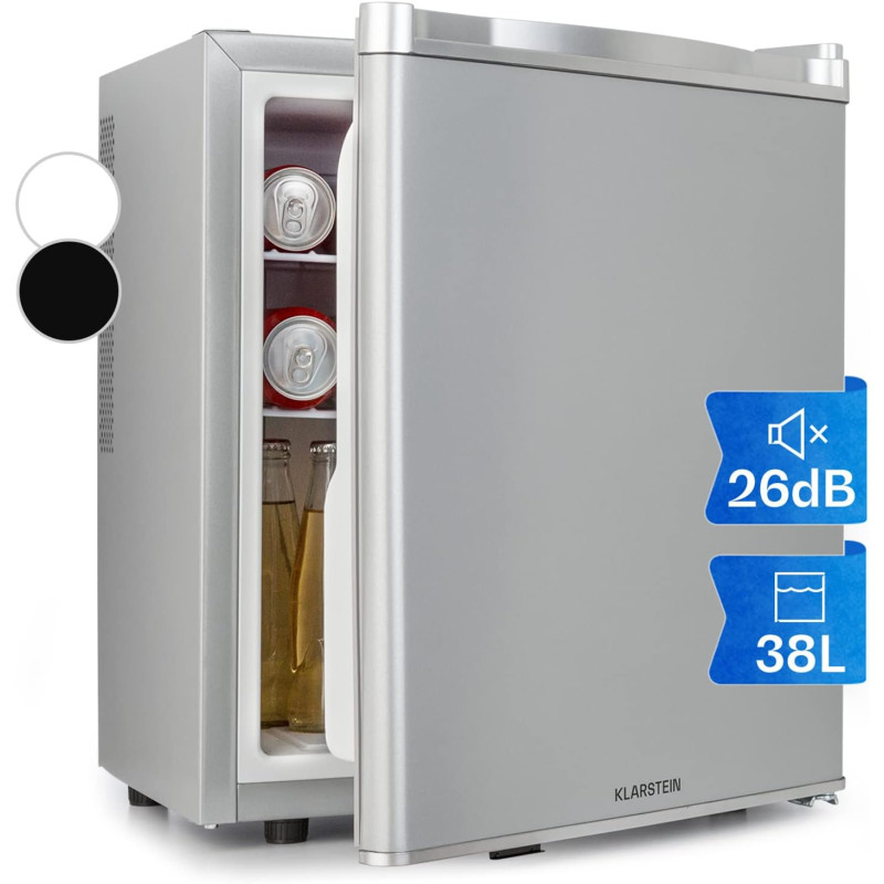 KLARSTEIN Mini Frigo de Chambre de 38L pour Boissons et Bieres, Petit Frigo Silencieux, Mini Bar Intérieur/Ext, Petit Refrigerat