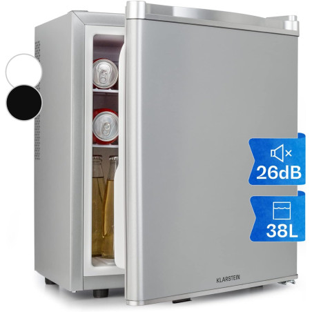 KLARSTEIN Mini Frigo de Chambre de 38L pour Boissons et Bieres, Petit Frigo Silencieux, Mini Bar Intérieur/Ext, Petit Refrigerat