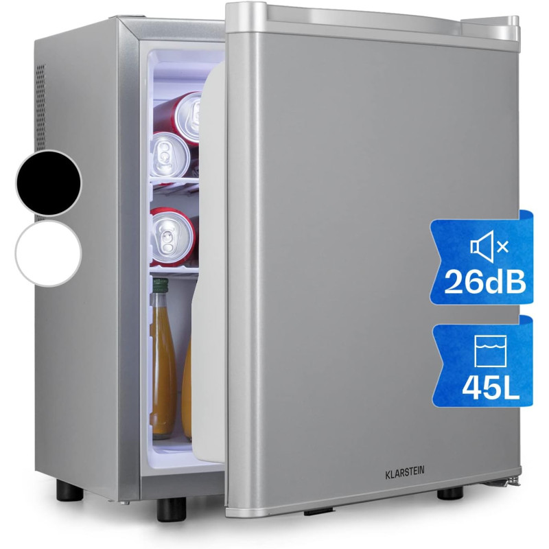 KLARSTEIN Mini Frigo de Chambre de 45L pour Boissons et Bieres, Petit Frigo Silencieux, Mini Bar Intérieur/Ext, Petit Refrigerat