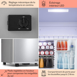 KLARSTEIN Mini Frigo de Chambre de 45L pour Boissons et Bieres, Petit Frigo Silencieux, Mini Bar Intérieur/Ext, Petit Refrigerat