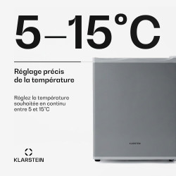 KLARSTEIN Petit Frigo de Chambre de 23L pour Snacks et Boissons, Frigo Top Silencieux, Mini Bar, Réfrigérateur Camping, Frigo Co