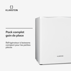 KLARSTEIN Mini Frigo de Chambre de 30L pour Snacks et Boissons, Petit Frigo Top Silencieux, Mini Bar, Petit Réfrigérateur Campin