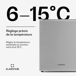 KLARSTEIN Petit Frigo de Chambre 40L pour Snacks et Boissons, Silencieux, Mini Bar, Réfrigérateur Camping et Cosmétique, Étagère