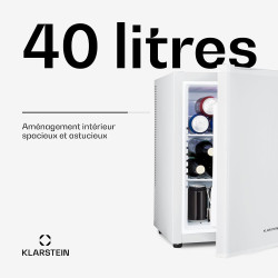 KLARSTEIN Mini Frigo de Chambre de 40L pour Snacks et Boissons, Petit Frigo Top Silencieux, Mini Bar, Petit Réfrigérateur Campin