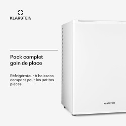 KLARSTEIN Mini Frigo de Chambre de 40L pour Snacks et Boissons, Petit Frigo Top Silencieux, Mini Bar, Petit Réfrigérateur Campin