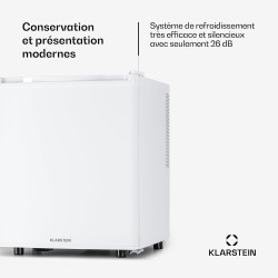 KLARSTEIN Mini Frigo de Chambre de 45L pour Boissons et Bieres, Petit Frigo Silencieux, Mini Bar Intérieur/Ext, Petit Refrigerat