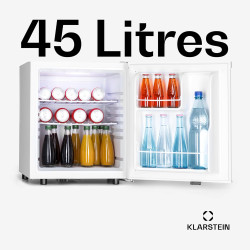 KLARSTEIN Mini Frigo de Chambre de 45L pour Boissons et Bieres, Petit Frigo Silencieux, Mini Bar Intérieur/Ext, Petit Refrigerat
