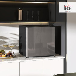 HOMCOM Réfrigérateur congélateur 46 L, mini frigo 41,5L+4,5L, silencieux, porte réversible, thermostats réglables, pelle et bac 