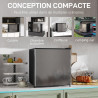HOMCOM Réfrigérateur congélateur 46 L, mini frigo 41,5L+4,5L, silencieux, porte réversible, thermostats réglables, pelle et bac 