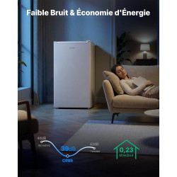 Upstreman 85 Litres Petit Frigo, Éclairage Intétré, Thermostat Réglable, Bac à Légumes, Silencieux, Porte Réversible, Petit Frig
