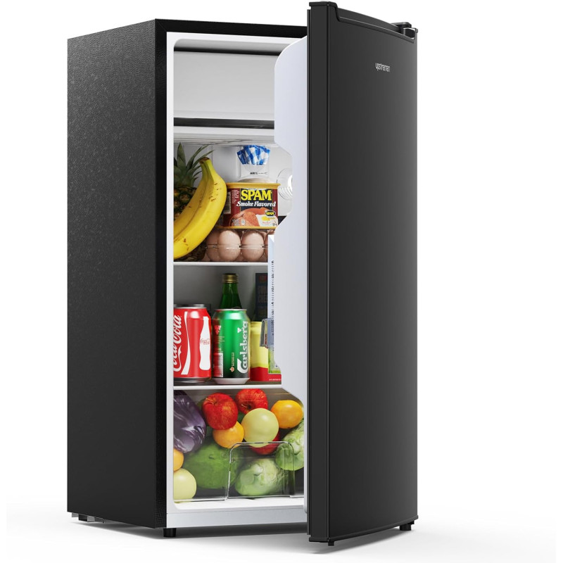 Upstreman 85 Litres Petit Frigo, Éclairage Intétré, Thermostat Réglable, Bac à Légumes, Silencieux, Porte Réversible, Petit Frig