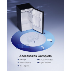 Upstreman 85 Litres Petit Frigo, Éclairage Intétré, Thermostat Réglable, Bac à Légumes, Silencieux, Porte Réversible, Petit Frig