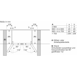 Bosch KFN96VPEA, Série 4 Réfrigérateur multi-portes congélateur en bas, 605 L, 183 x 91 (H x L), Inox anti trace de doigts