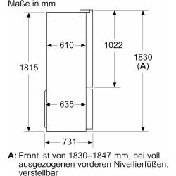 Bosch KFN96VPEA, Série 4 Réfrigérateur multi-portes congélateur en bas, 605 L, 183 x 91 (H x L), Inox anti trace de doigts