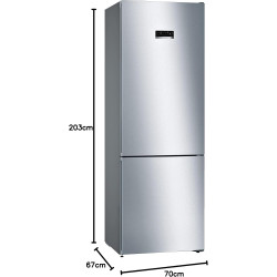 Bosch KGN49XLEA Série 4 - Réfrigérateur Combiné pose-libre - 438 L - 203 x 70 (H x L) - Inox