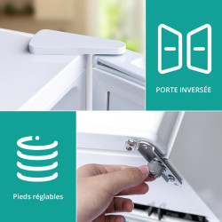 SMETA Petit Frigo 46L, Mini Frigo Silencieux 220V, Mini Réfrigérateur avec Thermostat Réglable, Porte Réversible, pour Chambre, 