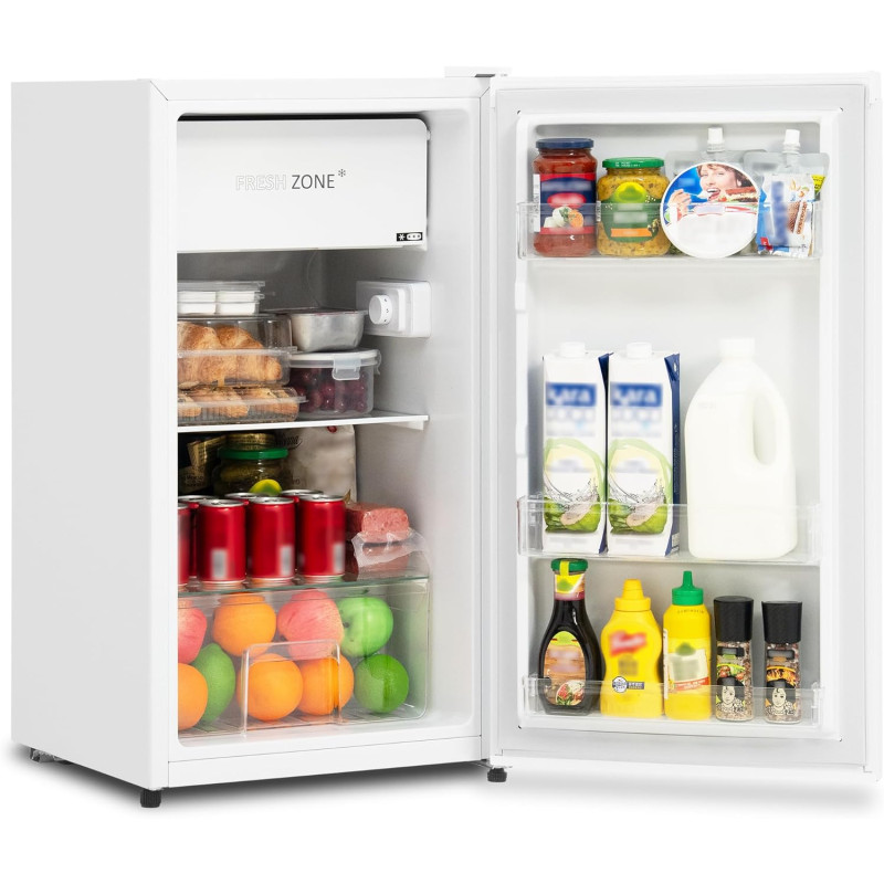 SMETA Mini Réfrigérateur, 91L, avec Micro-Congélateur 11L, Silencieux 40dB, Thermostat Réglable, Porte Réversible, Mini Frigo po
