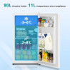 SMETA Mini Réfrigérateur, 91L, avec Micro-Congélateur 11L, Silencieux 40dB, Thermostat Réglable, Porte Réversible, Mini Frigo po