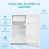 SMETA Mini Réfrigérateur, 91L, avec Micro-Congélateur 11L, Silencieux 40dB, Thermostat Réglable, Porte Réversible, Mini Frigo po