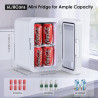 Astarama Mini Frigo de Chambre, 6 Litres/ 8 Canettes, Mode Silencieux, Fonction Chaud/Froid. 12V DC/220V AC Mini Refrigerateur T