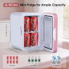 Astarama Mini Frigo de Chambre, 6 Litres/ 8 Canettes, Mode Silencieux, Fonction Chaud/Froid. 12V DC/220V AC Mini Refrigerateur T
