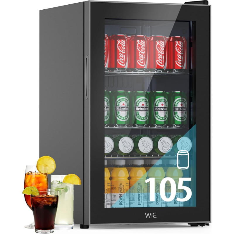 WIE Réfrigérateur à Boissons 70L Mini Réfrigérateur avec Double Porte Vitrée Petit Frigo Silencieux à Bière Intérieur Extérieu 1