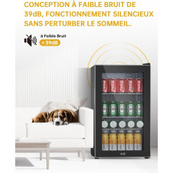 WIE Réfrigérateur à Boissons 70L Mini Réfrigérateur avec Double Porte Vitrée Petit Frigo Silencieux à Bière Intérieur Extérieu 1