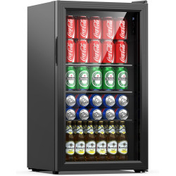 WIE Réfrigérateur Pour Boissons, Mini Frigo 83L Petit Frigo Silencieux de 0-10°C, Mini Bar Intérieur, Pour Salle de Jeux, Fête, 