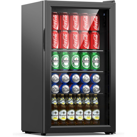 WIE Réfrigérateur Pour Boissons, Mini Frigo 83L Petit Frigo Silencieux de 0-10°C, Mini Bar Intérieur, Pour Salle de Jeux, Fête, 