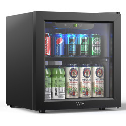 WIE Petit Réfrigérée Boissons 36L Mini Réfrigérateur Vitrée 55 Cans Mini Frigo Vitré Silencieux Vitrine à Boissons pour Maison/C