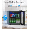WIE Petit Réfrigérée Boissons 36L Mini Réfrigérateur Vitrée 55 Cans Mini Frigo Vitré Silencieux Vitrine à Boissons pour Maison/C