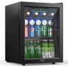 WIE Boisson Réfrigérée 48L, Armoire Vitrine Réfrigérée 68 Cans Mini Frigo avec LED, Étagères Réglables, Petit Réfrigérateur Sile