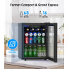 WIE Boisson Réfrigérée 48L, Armoire Vitrine Réfrigérée 68 Cans Mini Frigo avec LED, Étagères Réglables, Petit Réfrigérateur Sile